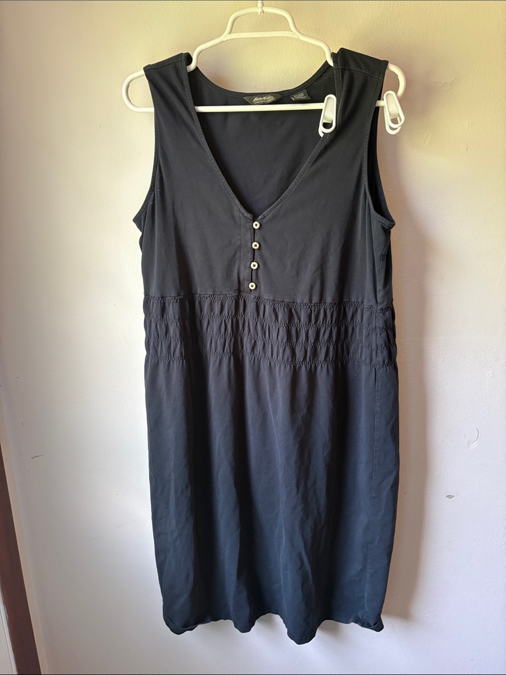 Eddie Bauer Black Petite Button-Front Dress